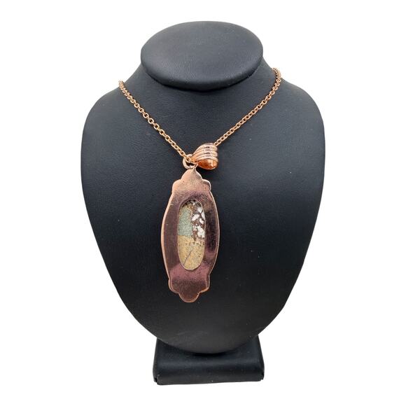 Natural White Horse Jasper Copper Pendant 22 inch Necklace Handmade Artisan - Picture 5 of 8